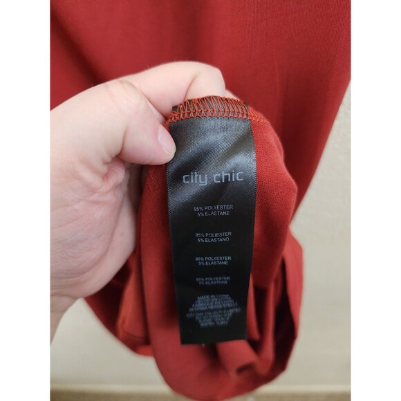 City Chic Womens Size 16 Red Spaghetti Strap V-Neck Tank Slip Dress - Picture 5 of 5